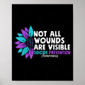 Not All Wounds Are Visible Suicide Awareness Menta Poster (Vorne)