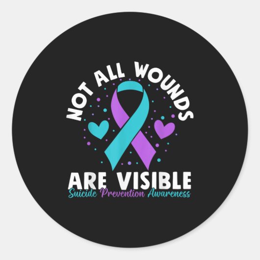 Not All Wounds Are Visible Suicide Awareness Menta Runder Aufkleber (Vorderseite)