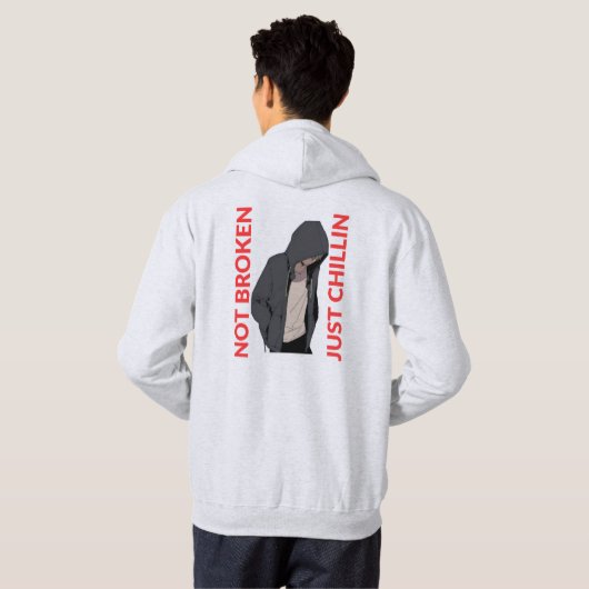 Not Broken. Just Chillin – Cool and Funny Design Hoodie (Schwarz voll)