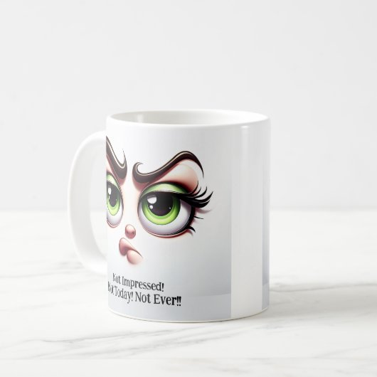 Not Impressed, Fabulous Eyes Funny Face Kaffeetasse (Vorderseite Links)