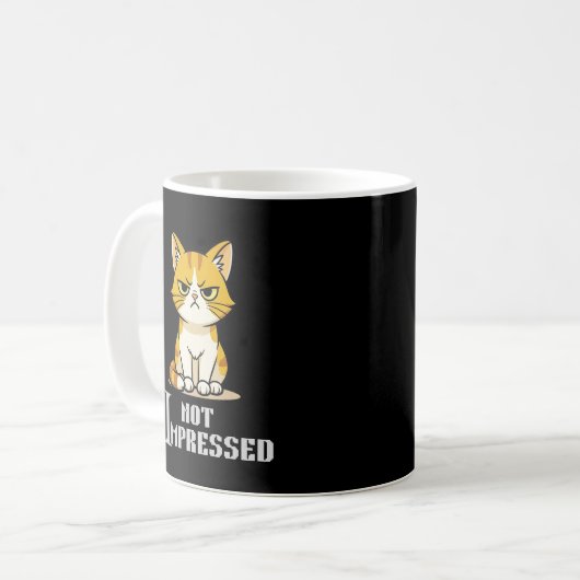 Not Impressed Grumpy Cat Funny Sarcastic Coffee Kaffeetasse (Vorderseite Links)