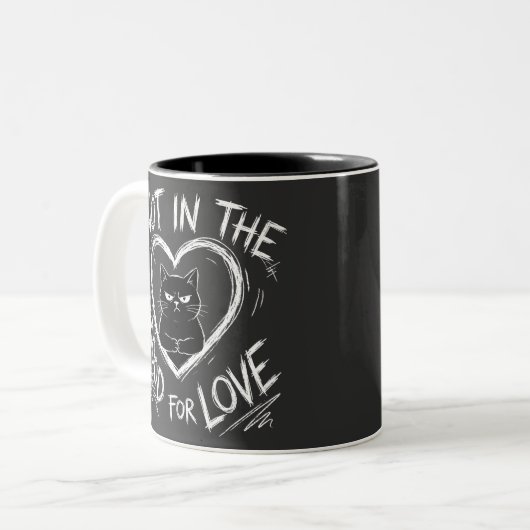 Not In The Mood For Love Grumpy Cat Sarcastic Zweifarbige Tasse (Vorderseite Links)