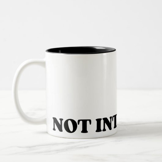 Not Interested Retro Typographic Two-Tone Mug Zweifarbige Tasse (Links)