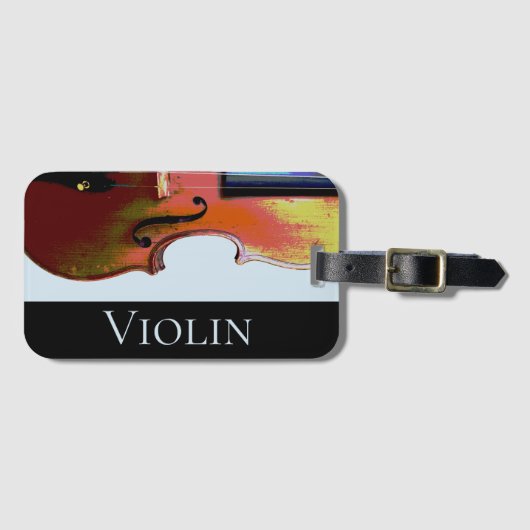 Not leidende Geige Gepäckanhänger (Vorderseite (Horizontal))