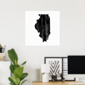 Not leidende Illinois-Staat-Kontur Poster (Heimbüro)