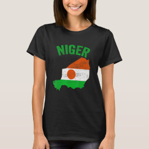 Not leidende Retro Niger Flag Niger Map Patriotic T-Shirt