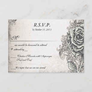 Not leidende Viktorianische Vintage Tattoo Rose UA RSVP Karte