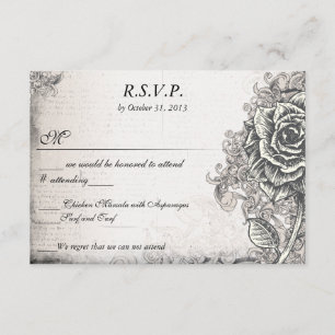 Not leidende Viktorianische Vintage Tattoo Rose UA RSVP Karte