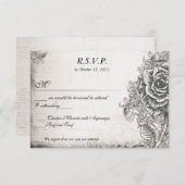 Not leidende Viktorianische Vintage Tattoo Rose UA RSVP Karte (Vorne/Hinten)