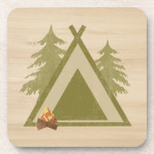 Not leidender Campingplatz auf Holz Getränkeuntersetzer (Vorderseite)