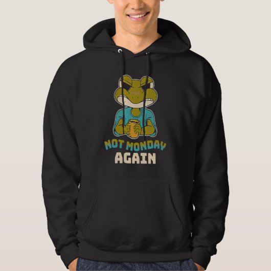 Not Monday Again Frog Hates Monday Work Joke Retr Hoodie (Vorderseite)