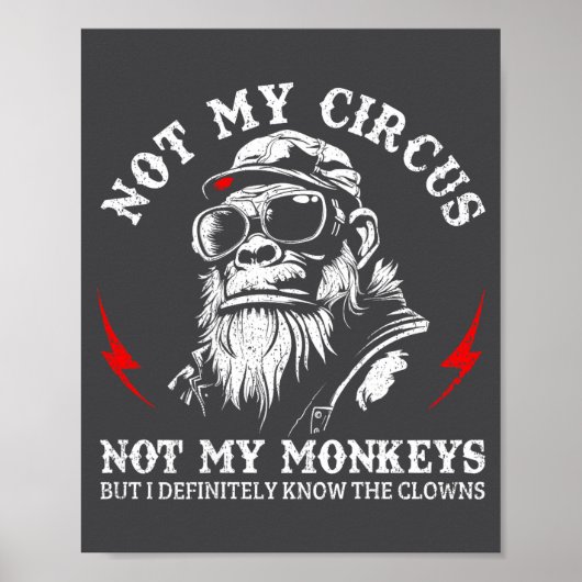 Not My Circus Not My Monkeys Funny Gorilla Saying  Poster (Vorne)