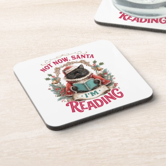 Not Now Santa I'm Reading  Getränkeuntersetzer (Linke Seite)