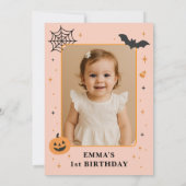 Not So Spooky 1st Birthday Party Photo Einladung (Rückseite)