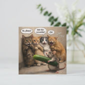 Not the cucumber, funny cat and mouse flat greetin karte (Stehend Vorderseite)