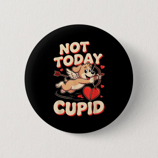 Not Today Cud Funny Puppy Anti Valentine Retro Car Button (Vorderseite)