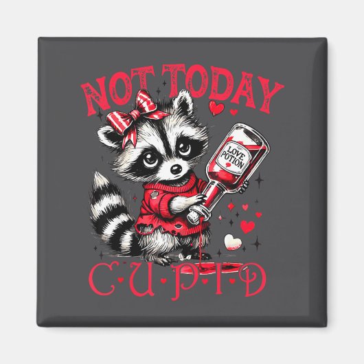 Not Today Cud Funny Raccoon Valentines Day Cute Ki Magnet (Vorne)