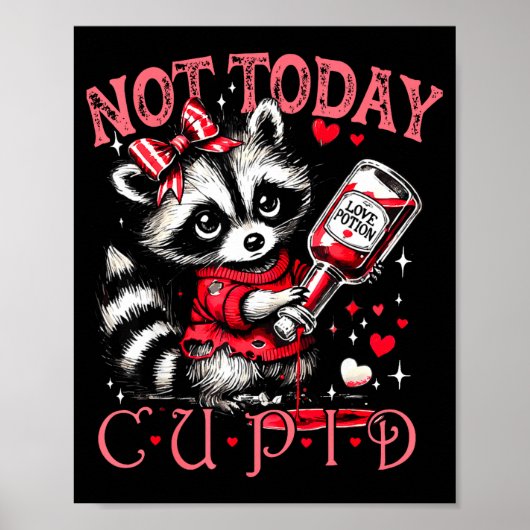 Not Today Cud Funny Raccoon Valentines Day Cute Ki Poster (Vorne)