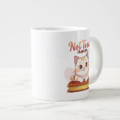 Not Today Human Cute Cat on Book Funny Design Jumbo-Tasse (Vorderseite Rechts)