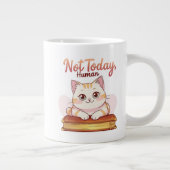 Not Today Human Cute Cat on Book Funny Design Jumbo-Tasse (Rechts)