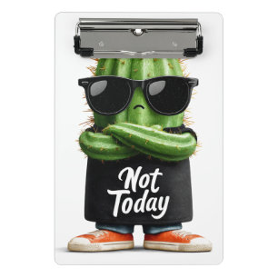 "Not Today" Kaktus mit Sonnenbrille und Attitude Mini Klemmbrett
