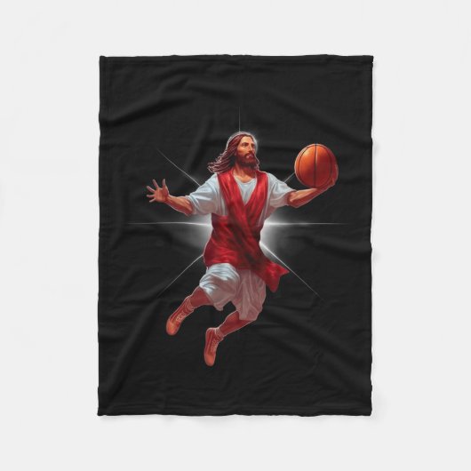 Not Today Satan Jesus Funny Slam Holy Dunk Basketb Fleecedecke (Vorderseite)