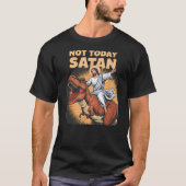 Not Today Satan Jesus Riding Dinosaur - Funny Dino T-Shirt (Vorderseite)