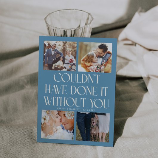 Not Without You Wedding 4-Photo Denim Blue Dankeskarte