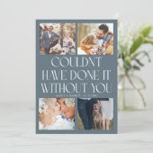 Not Without You Wedding 4-Photo Slate Blue Dankeskarte (Stehend Vorderseite)
