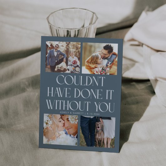 Not Without You Wedding 4-Photo Slate Blue Dankeskarte
