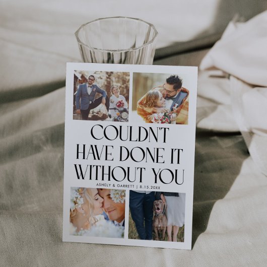 Not Without You Wedding 4-Photo White Dankeskarte