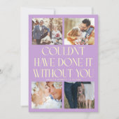 Not Without You Wedding 4-Photo Wisteria Dankeskarte (Vorderseite)