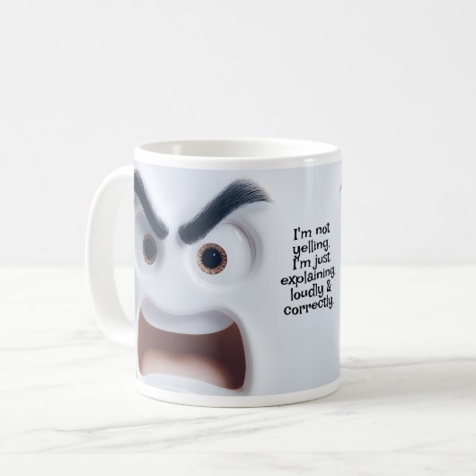 Not Yelling, Add Name Message Expressive Face Kaffeetasse (Vorderseite Links)