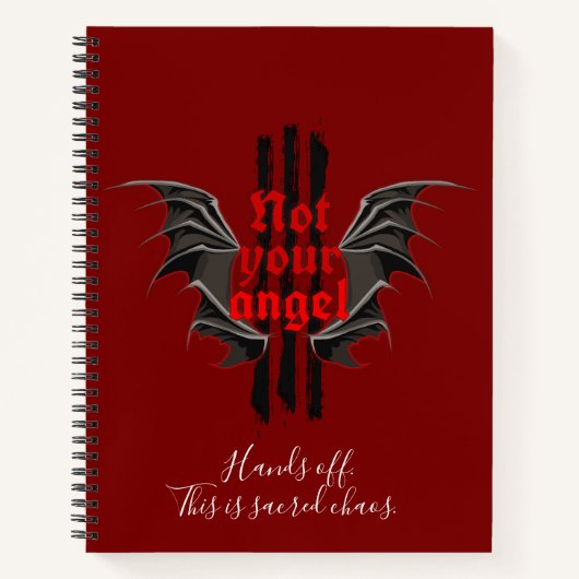 Not Your Angel Notebook – Sacred Chaos Gothic Vibe Notizblock (Vorderseite)