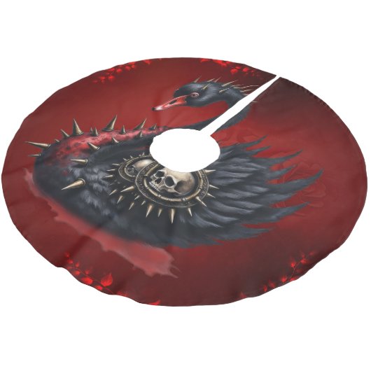 Not Your Average Swan – Spikes, Skulls & Sass. Polyester Weihnachtsbaumdecke (Schrägansicht)