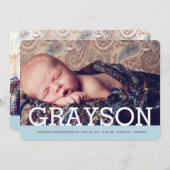 Notable Name Two Foto Moderne Geburtsankündigung Ankündigung (Vorne/Hinten)