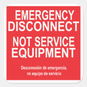 Notabschaltung, nicht Service Equipment Label Quadratischer Aufkleber (Vorderseite)