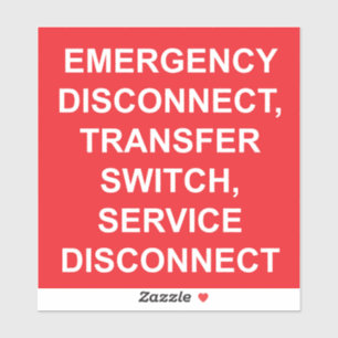 Notabschaltung, Übertragungsschalter-Etikett Aufkleber