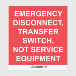 Notabschaltung, Übertragungsschalter-Etikett Aufkleber