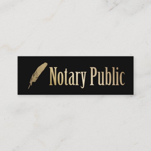 Notar-Agent Black & Gold Quill Pen Mini Visitenkarte (Vorderseite)
