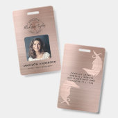 Notar-Agent Brushed Rose Gold Quill Foto Ausweis (Vorder- & Rückseite)