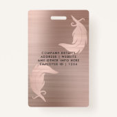 Notar-Agent Brushed Rose Gold Quill Foto Ausweis (Rückseite)