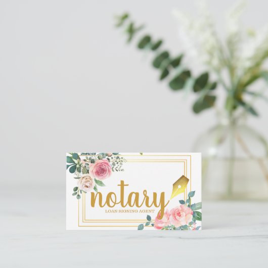 Notar - Agent für Kreditvergabe Elegant floral Visitenkarte (Stehend Vorderseite)