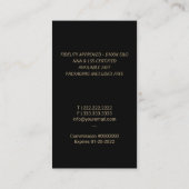 Notar-Agent für öffentliche Kredite Gold Quill Pen Visitenkarte (Rückseite)