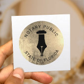 Notar-Agent-Gold-Pen-Label für öffentliche Darlehe Quadratische Visitenkarte