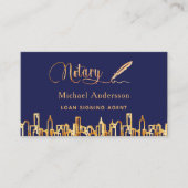 Notar Agent Marine blaue goldene Skyline QR Code F Visitenkarte (Vorderseite)