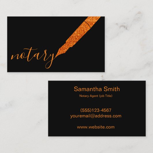 Notar Agent Pen Logo Freelance Calligraphy Writer Visitenkarte (Vorne/Hinten)