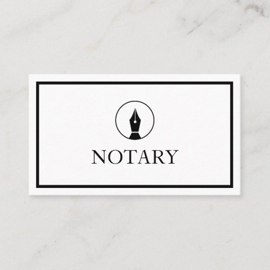Notar Agent Pen Logo Freelance Calligraphy Writer Visitenkarte (Vorderseite)