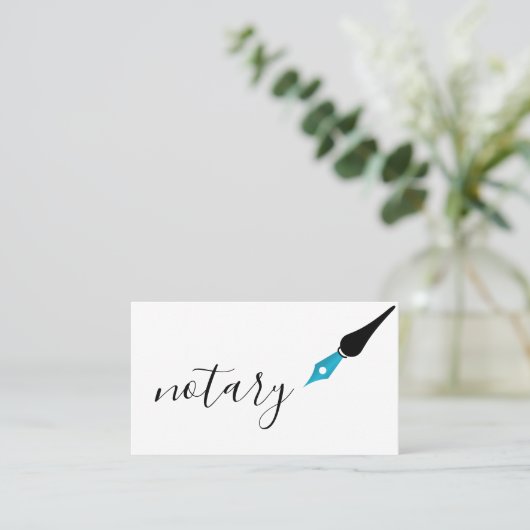 Notar Agent Pen Logo Freelance Calligraphy Writer Visitenkarte (Stehend Vorderseite)