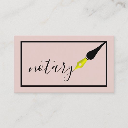 Notar Agent Pen Logo Freelance Calligraphy Writer Visitenkarte (Vorderseite)